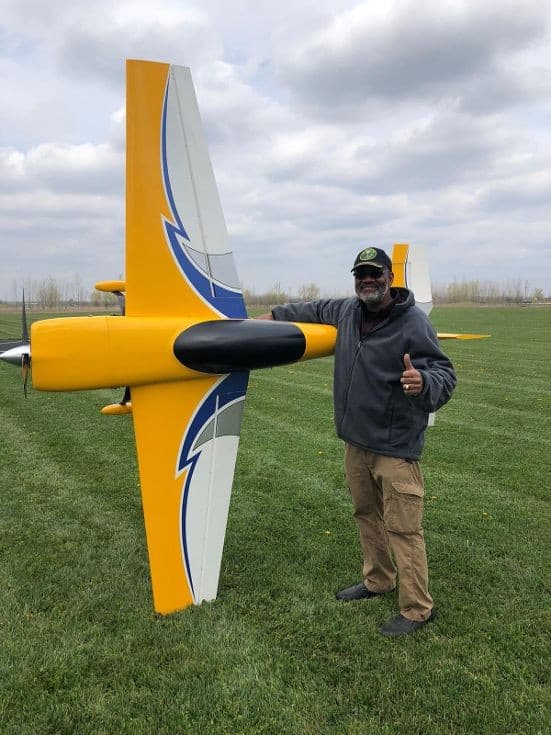 A club member with a model airplane